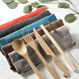 Bamboo Cutlery Set (Light grey bag) - Leaf & Stone