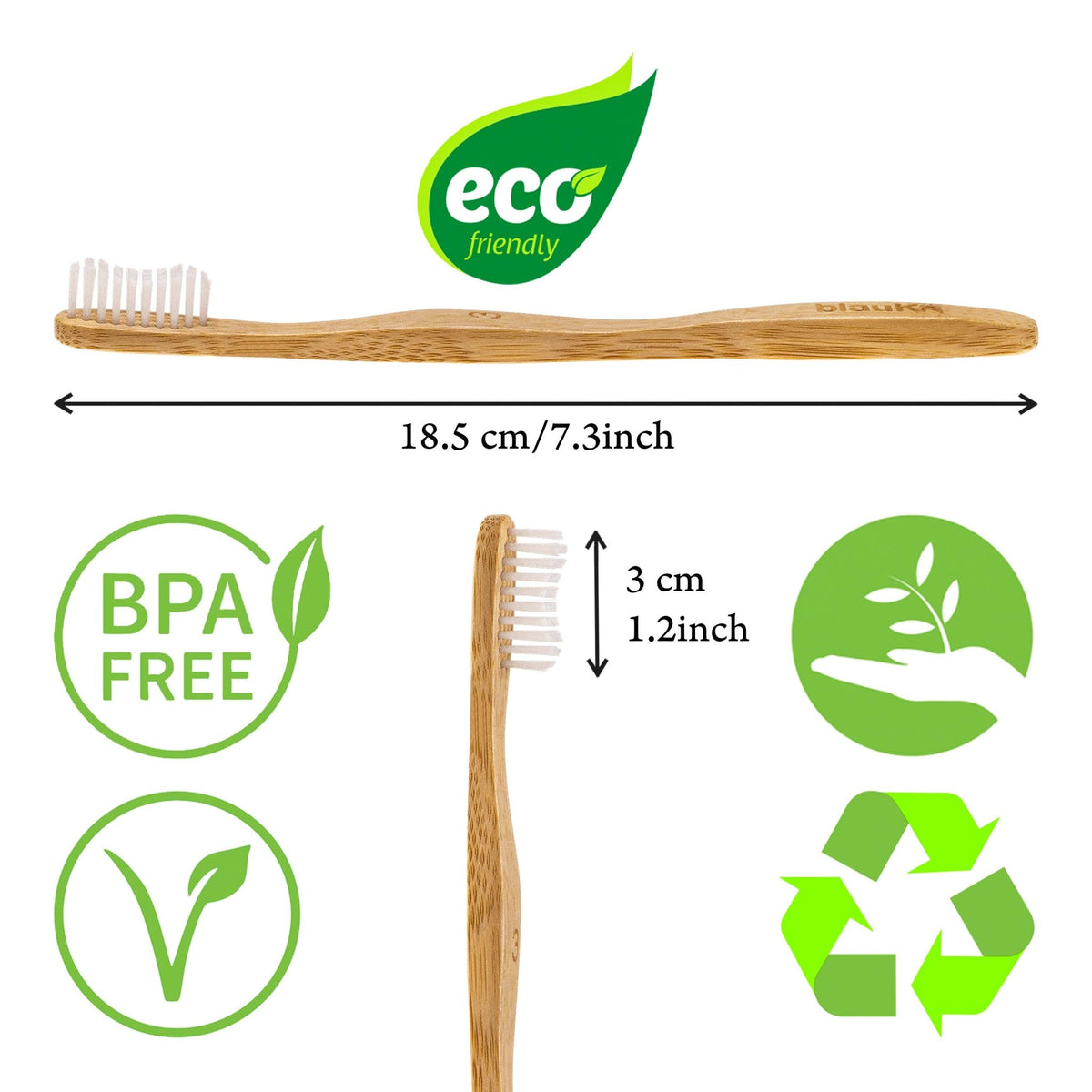 Bamboo Toothbrush Set 4 - Pack - Bamboo Toothbrushes with Medium Bristles for Adults - Eco - Friendly, Biodegradable, Natural Wooden Toothbrushes - Leaf & Stone