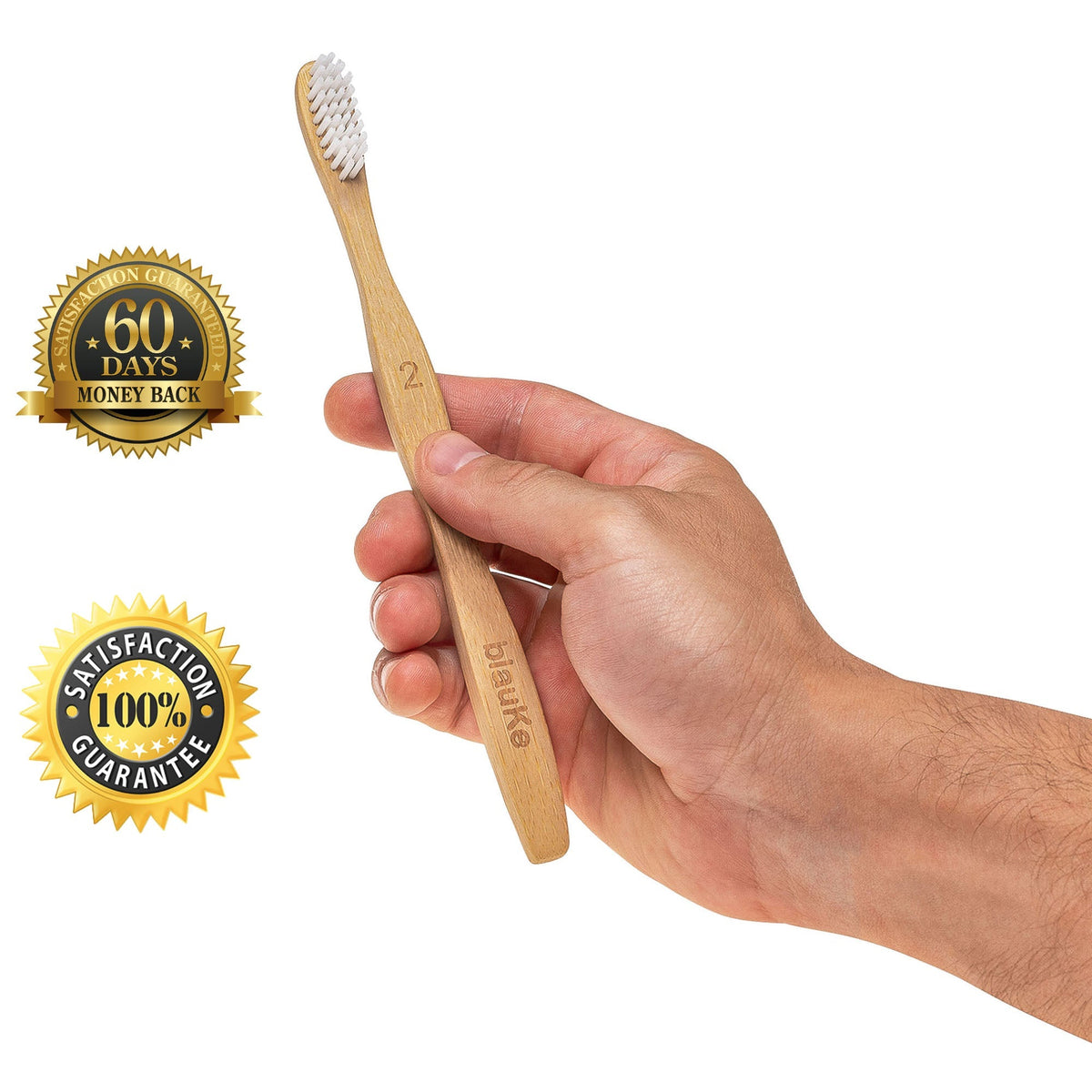 Bamboo Toothbrush Set 4 - Pack - Bamboo Toothbrushes with Medium Bristles for Adults - Eco - Friendly, Biodegradable, Natural Wooden Toothbrushes - Leaf & Stone