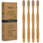 Bamboo Toothbrush Set 4 - Pack - Bamboo Toothbrushes with Medium Bristles for Adults - Eco - Friendly, Biodegradable, Natural Wooden Toothbrushes - Leaf & Stone