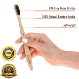 Bamboo Toothbrush Set 4 - Pack - Bamboo Toothbrushes with Soft Bristles for Adults - Eco - Friendly, Biodegradable, Natural Wooden Toothbrushes - Leaf & Stone