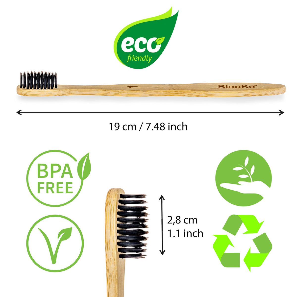 Bamboo Toothbrush Set 4 - Pack - Bamboo Toothbrushes with Soft Bristles for Adults - Eco - Friendly, Biodegradable, Natural Wooden Toothbrushes - Leaf & Stone