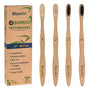 Bamboo Toothbrush Set 4 - Pack - Bamboo Toothbrushes with Soft Bristles for Adults - Eco - Friendly, Biodegradable, Natural Wooden Toothbrushes - Leaf & Stone