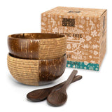 Eco - friendly Coconut Bowls & Spoons Set of 2 - Leaf & Stone