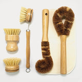 Natural Dish Brushes for Washing Up | Plant Based Kitchen Scrubber Brush (6 Piece Starter Set) - Leaf & Stone